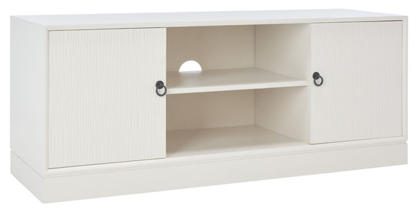 Safavieh Aliyah Rustic Farmhouse Media Stand With Enclosed Storage And Open Shelf For Modern Interiors White MED5710D