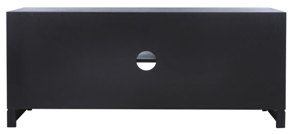 Safavieh Estella 2-Door Media Stand With Shelf - Sleek Black Storage For Tvs & Accessories, Modern Design MED5711B