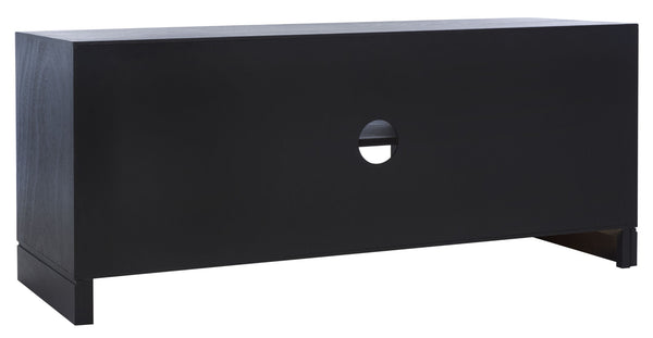 Safavieh Estella 2-Door Media Stand With Shelf - Sleek Black Storage For Tvs & Accessories, Modern Design MED5711B