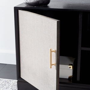 Safavieh Estella 2-Door Media Stand With Shelf - Sleek Black Storage For Tvs & Accessories, Modern Design MED5711B
