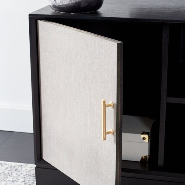 Safavieh Estella 2-Door Media Stand With Shelf - Sleek Black Storage For Tvs & Accessories, Modern Design MED5711B