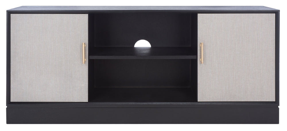 Safavieh Estella 2-Door Media Stand With Shelf - Sleek Black Storage For Tvs & Accessories, Modern Design MED5711B