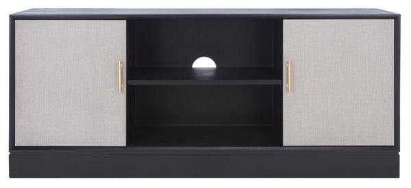 Safavieh Estella 2-Door Media Stand With Shelf - Sleek Black Storage For Tvs & Accessories, Modern Design MED5711B