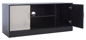 Safavieh Estella 2-Door Media Stand With Shelf - Sleek Black Storage For Tvs & Accessories, Modern Design MED5711B