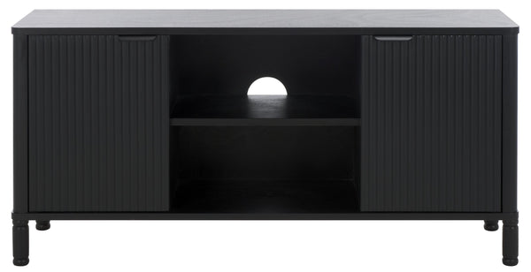 Safavieh Thurston 2-door Media Stand - Elegant Tv Cabinet For Stylish Living Spaces And Organized Entertainment Matte Black , Wood Med5712b