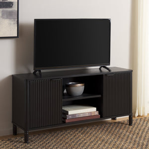 Safavieh Thurston 2-door Media Stand - Elegant Tv Cabinet For Stylish Living Spaces And Organized Entertainment Matte Black , Wood Med5712b