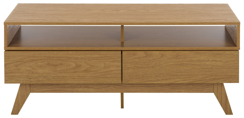 Safavieh Demora Oak Grain Media Stand with Open Shelving and Two Drawers for Living Rooms MED5900A