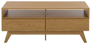 Safavieh Demora Oak Grain Media Stand with Open Shelving and Two Drawers for Living Rooms MED5900A