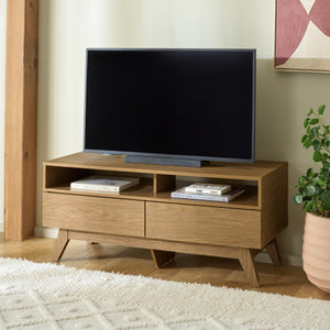 Safavieh Demora Oak Grain Media Stand with Open Shelving and Two Drawers for Living Rooms MED5900A