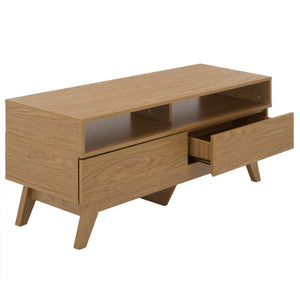 Safavieh Demora Oak Grain Media Stand with Open Shelving and Two Drawers for Living Rooms MED5900A