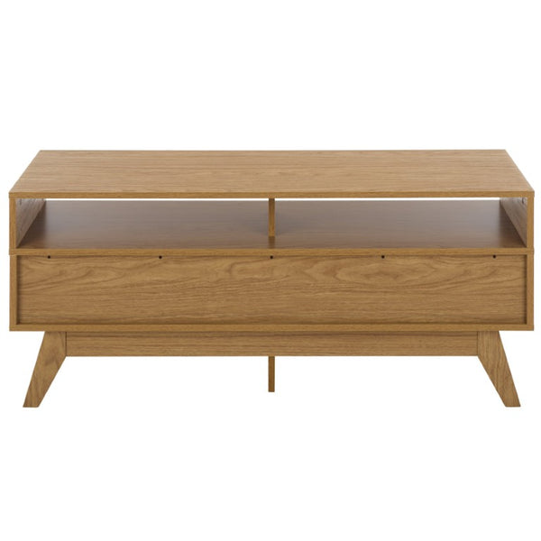 Safavieh Demora Oak Grain Media Stand with Open Shelving and Two Drawers for Living Rooms MED5900A