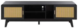 Safavieh Maddy Woven Rattan Door Media Stand with Three Shelves for Modern Living Rooms MED5901A