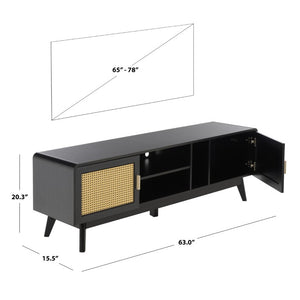 Safavieh Maddy Woven Rattan Door Media Stand with Three Shelves for Modern Living Rooms MED5901A