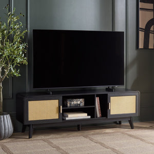 Safavieh Maddy Woven Rattan Door Media Stand with Three Shelves for Modern Living Rooms MED5901A