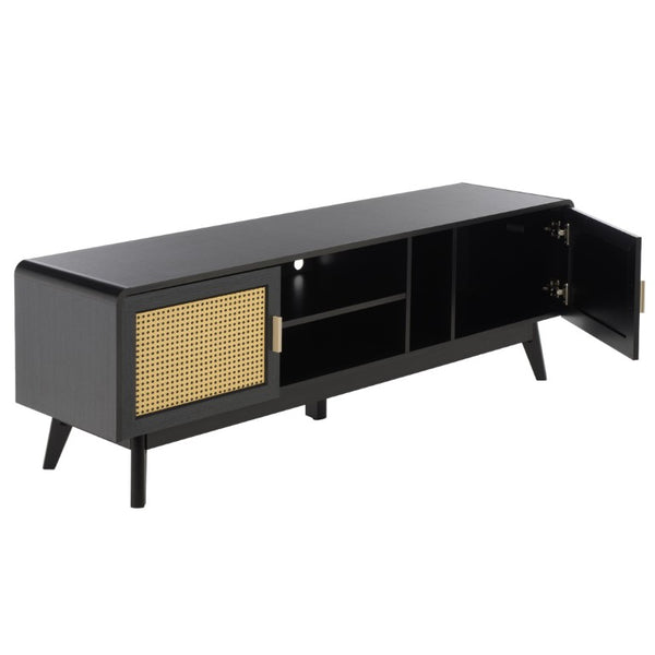 Safavieh Maddy Woven Rattan Door Media Stand with Three Shelves for Modern Living Rooms MED5901A