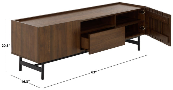 Safavieh Oona Slatted Oak Media Stand with Five Shelves and Drawer for Living Room Natural MED5903B-2BX