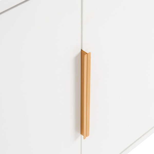 Safavieh Ligia Contemporary Media Stand With Cable Management And Brass Accents For Organized Entertainment Areas White MED6400A