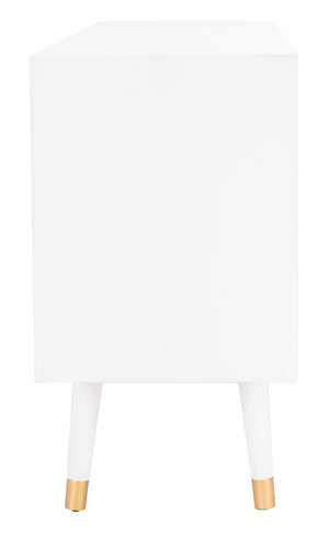 Safavieh Ligia Contemporary Media Stand With Cable Management And Brass Accents For Organized Entertainment Areas White MED6400A