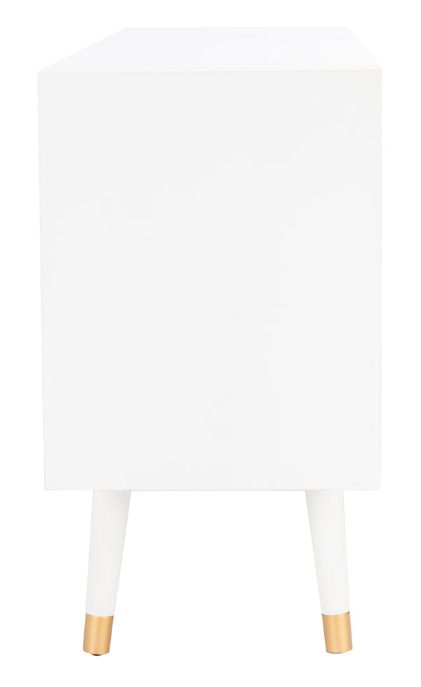 Safavieh Ligia Contemporary Media Stand With Cable Management And Brass Accents For Organized Entertainment Areas White MED6400A