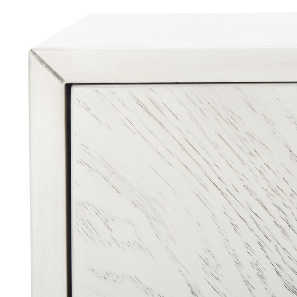 Safavieh Ligia Contemporary Media Stand With Cable Management And Brass Accents For Organized Entertainment Areas White Washed MED6400B