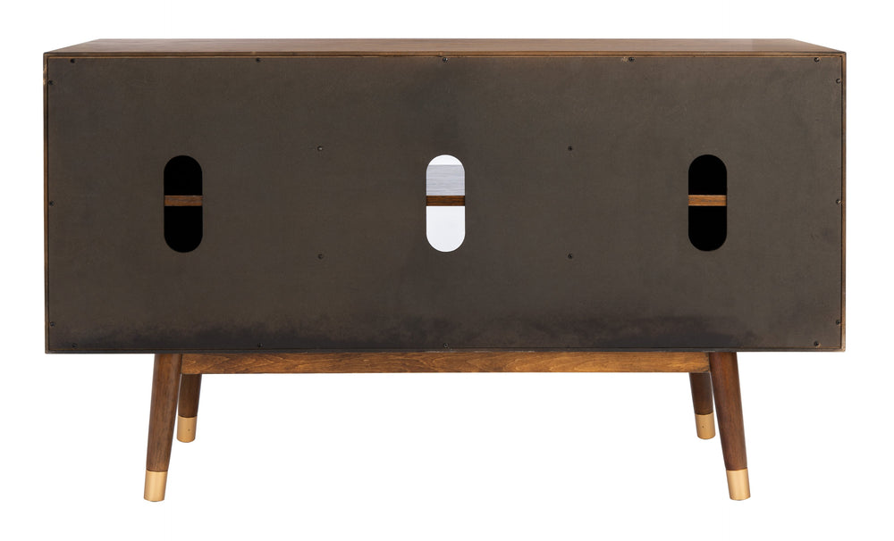 Safavieh Ligia Contemporary 2-door Media Stand With Stylish Brass Accents And Hidden Cable Management Solutions Walnut Wood And Mdf Med6400c