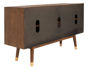 Safavieh Ligia Contemporary 2-door Media Stand With Stylish Brass Accents And Hidden Cable Management Solutions Walnut Wood And Mdf Med6400c