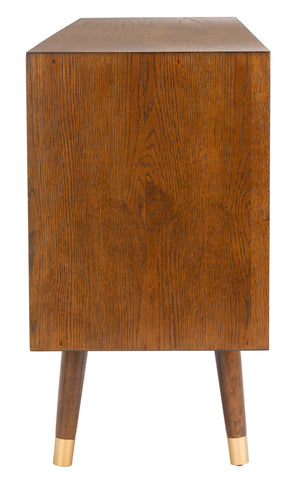 Safavieh Ligia Contemporary 2-door Media Stand With Stylish Brass Accents And Hidden Cable Management Solutions Walnut Wood And Mdf Med6400c