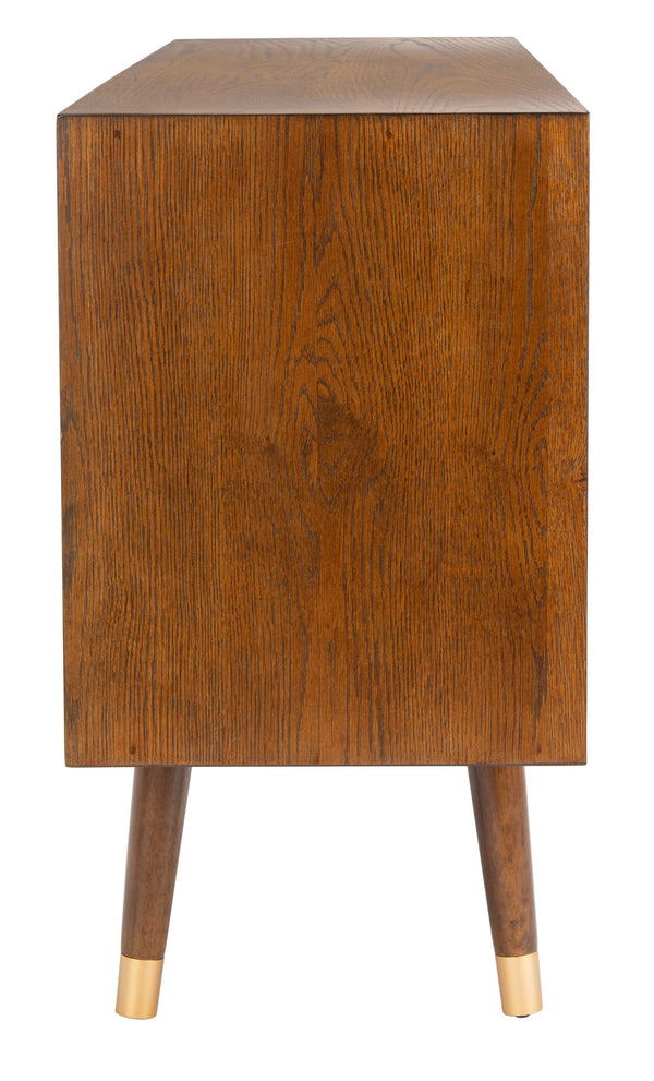 Safavieh Ligia Contemporary 2-door Media Stand With Stylish Brass Accents And Hidden Cable Management Solutions Walnut Wood And Mdf Med6400c