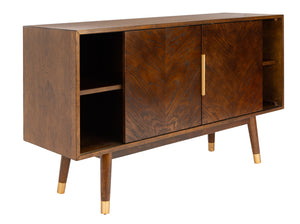 Safavieh Ligia Contemporary 2-door Media Stand With Stylish Brass Accents And Hidden Cable Management Solutions Walnut Wood And Mdf Med6400c