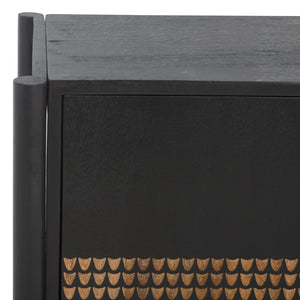 Safavieh Errington 2 Shelf Media Stand - Stylish Black Wood With Hand-Carved Accents For Modern Spaces MED9000A