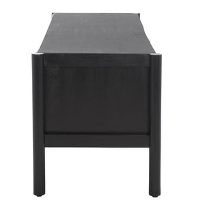 Safavieh Errington 2 Shelf Media Stand - Stylish Black Wood With Hand-Carved Accents For Modern Spaces MED9000A