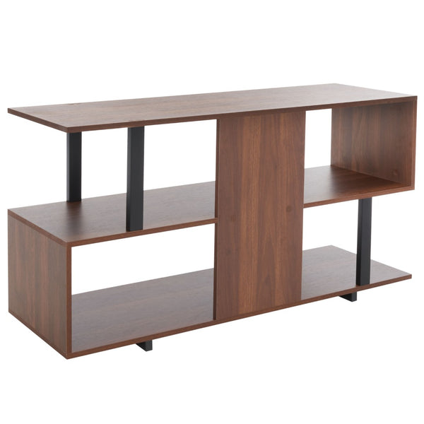 Safavieh Jarrett Small Media Stand - Modern Zigzag Design With Open Shelving For Stylish Living Room Storage Walnut / Black MED9301A