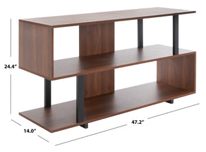 Safavieh Jarrett Small Media Stand - Modern Zigzag Design With Open Shelving For Stylish Living Room Storage Walnut / Black MED9301A