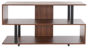 Safavieh Jarrett Small Media Stand - Modern Zigzag Design With Open Shelving For Stylish Living Room Storage Walnut / Black MED9301A