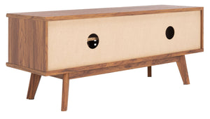 Safavieh Aurelio Vintage-Inspired Media Stand With Two Shelves And Smart Cable Management For Modern Living Walnut MED9600A