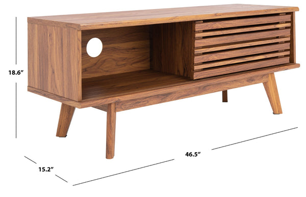 Safavieh Aurelio Vintage-Inspired Media Stand With Two Shelves And Smart Cable Management For Modern Living Walnut MED9600A