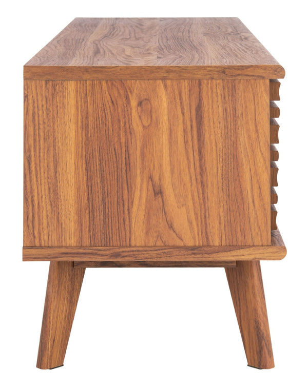 Safavieh Aurelio Vintage-Inspired Media Stand With Two Shelves And Smart Cable Management For Modern Living Walnut MED9600A