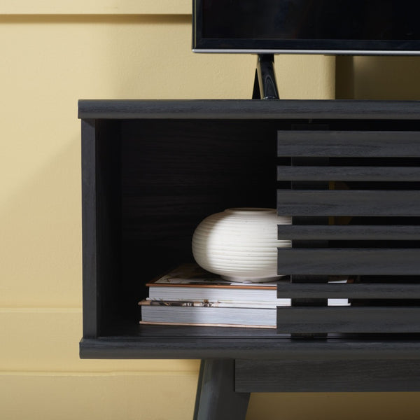 Safavieh Aurelio Vintage-Inspired Media Stand With Two Shelves And Smart Cable Management For Modern Living Black MED9600B