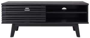 Safavieh Aurelio Vintage-Inspired Media Stand With Two Shelves And Smart Cable Management For Modern Living Black MED9600B