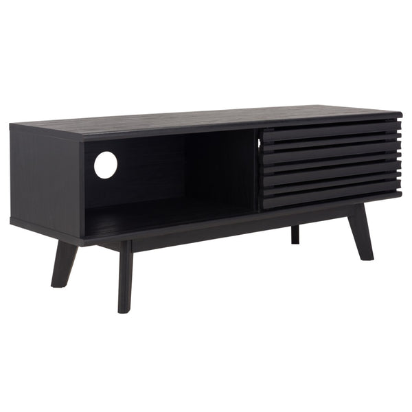Safavieh Aurelio Vintage-Inspired Media Stand With Two Shelves And Smart Cable Management For Modern Living Black MED9600B