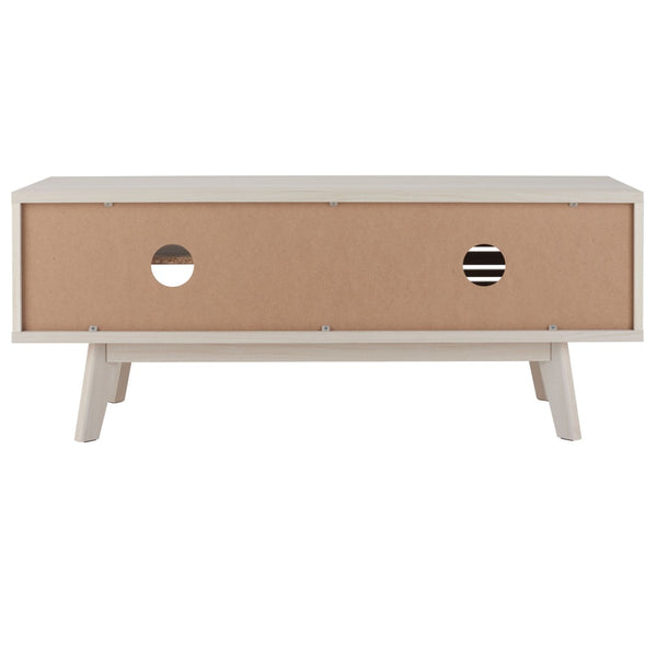 Safavieh Aurelio Vintage-Inspired Media Stand With Two Shelves And Smart Cable Management For Modern Living Bleached White MED9600C