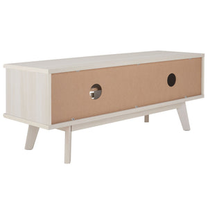 Safavieh Aurelio Vintage-Inspired Media Stand With Two Shelves And Smart Cable Management For Modern Living Bleached White MED9600C