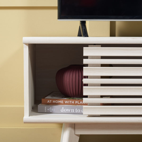 Safavieh Aurelio Vintage-Inspired Media Stand With Two Shelves And Smart Cable Management For Modern Living Bleached White MED9600C