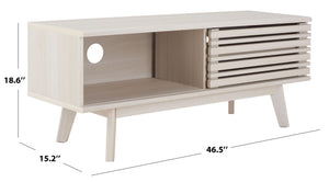 Safavieh Aurelio Vintage-Inspired Media Stand With Two Shelves And Smart Cable Management For Modern Living Bleached White MED9600C