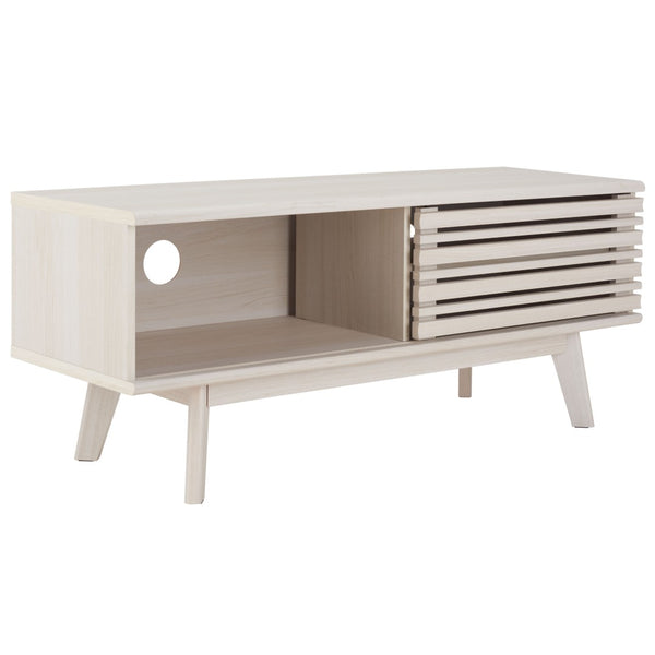 Safavieh Aurelio Vintage-Inspired Media Stand With Two Shelves And Smart Cable Management For Modern Living Bleached White MED9600C
