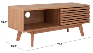 Safavieh Aurelio Vintage-Inspired Media Stand With Two Shelves And Smart Cable Management For Modern Living Oak MED9600D