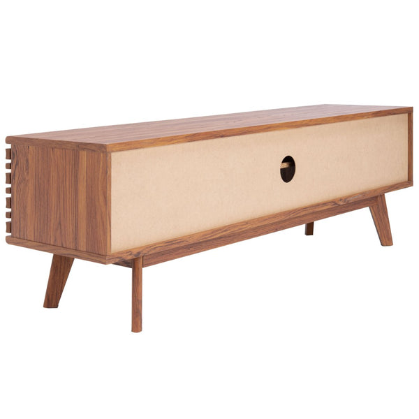 Safavieh Esma Stylish Media Stand With Retro Design, Two Shelves, And Cable Management For Modern Spaces Walnut MED9601A