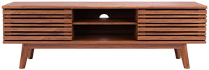 Safavieh Esma Stylish Media Stand With Retro Design, Two Shelves, And Cable Management For Modern Spaces Walnut MED9601A