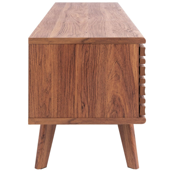 Safavieh Esma Stylish Media Stand With Retro Design, Two Shelves, And Cable Management For Modern Spaces Walnut MED9601A