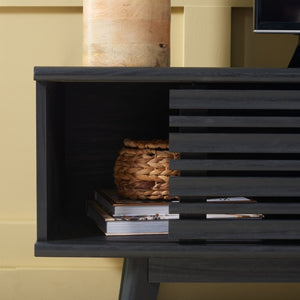 Safavieh Esma Stylish Media Stand With Retro Design, Two Shelves, And Cable Management For Modern Spaces Black MED9601B